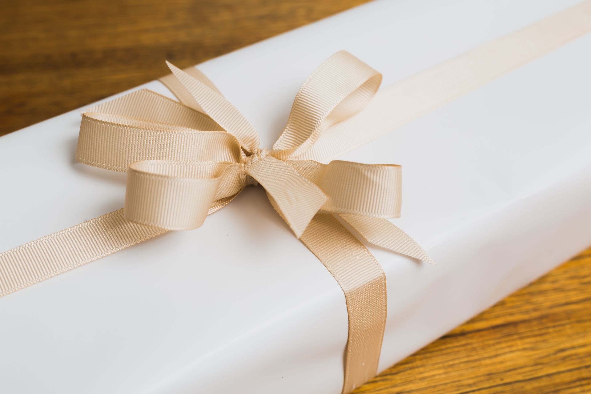 Wrapped present with ribbon
